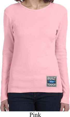 Ladies Shirt Built Ford Tough Bottom Print Long Sleeve Tee T-Shirt