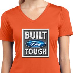 Ladies Shirt Built Ford Tough Moisture Wicking V-neck Tee T-Shirt