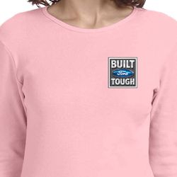 Ladies Shirt Built Ford Tough Pocket Print Long Sleeve Tee T-Shirt