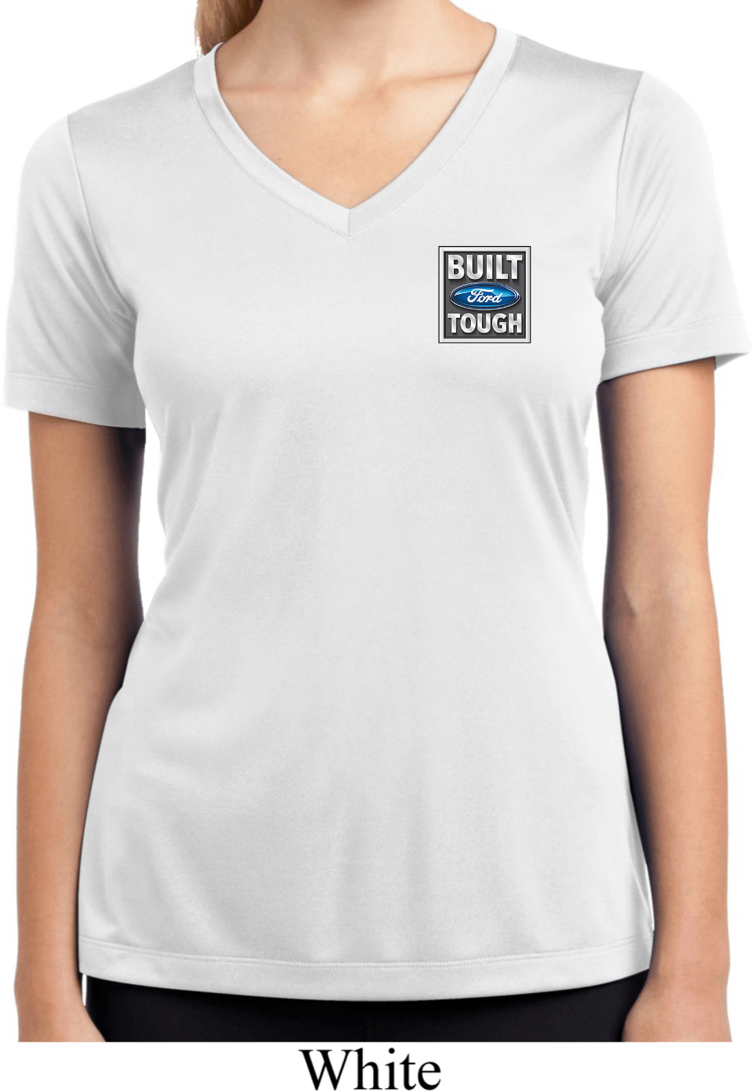 Ladies Shirt Built Tough Pocket Print Moisture Wicking V-neck T-Shirt - Built Ford Tough Pocket ...