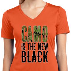 Ladies Shirt Camo is the New Black Moisture Wicking V-neck Tee T-Shirt