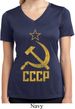 Ladies Shirt CCCP Distressed Moisture Wicking V-neck Tee