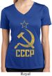 Ladies Shirt CCCP Distressed Moisture Wicking V-neck Tee