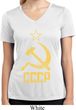 Ladies Shirt CCCP Distressed Moisture Wicking V-neck Tee