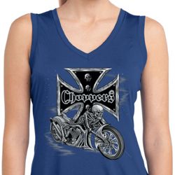 Ladies Shirt Chopper Cross Skeleton Sleeveless Moisture Wicking Tee
