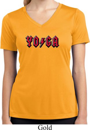 Ladies Shirt Classic Rock Yoga Moisture Wicking V-neck Tee