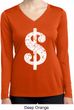 Ladies Shirt Distressed Dollar Sign Dry Wicking Long Sleeve Tee