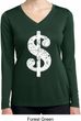 Ladies Shirt Distressed Dollar Sign Dry Wicking Long Sleeve Tee