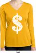 Ladies Shirt Distressed Dollar Sign Dry Wicking Long Sleeve Tee