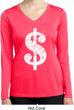 Ladies Shirt Distressed Dollar Sign Dry Wicking Long Sleeve Tee