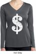 Ladies Shirt Distressed Dollar Sign Dry Wicking Long Sleeve Tee