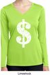 Ladies Shirt Distressed Dollar Sign Dry Wicking Long Sleeve Tee