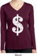 Ladies Shirt Distressed Dollar Sign Dry Wicking Long Sleeve Tee