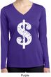 Ladies Shirt Distressed Dollar Sign Dry Wicking Long Sleeve Tee