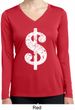 Ladies Shirt Distressed Dollar Sign Dry Wicking Long Sleeve Tee