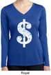 Ladies Shirt Distressed Dollar Sign Dry Wicking Long Sleeve Tee