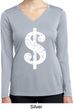 Ladies Shirt Distressed Dollar Sign Dry Wicking Long Sleeve Tee