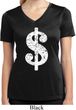 Ladies Shirt Distressed Dollar Sign Moisture Wicking V-neck T-Shirt