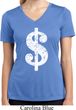 Ladies Shirt Distressed Dollar Sign Moisture Wicking V-neck T-Shirt
