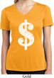 Ladies Shirt Distressed Dollar Sign Moisture Wicking V-neck T-Shirt