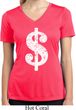 Ladies Shirt Distressed Dollar Sign Moisture Wicking V-neck T-Shirt