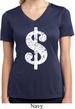 Ladies Shirt Distressed Dollar Sign Moisture Wicking V-neck T-Shirt