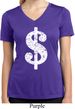 Ladies Shirt Distressed Dollar Sign Moisture Wicking V-neck T-Shirt