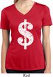 Ladies Shirt Distressed Dollar Sign Moisture Wicking V-neck T-Shirt