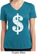 Ladies Shirt Distressed Dollar Sign Moisture Wicking V-neck T-Shirt