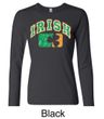 Ladies Shirt Distressed Irish Shamrock Long Sleeve Tee T-Shirt