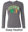Ladies Shirt Distressed Irish Shamrock Long Sleeve Tee T-Shirt