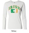 Ladies Shirt Distressed Irish Shamrock Long Sleeve Tee T-Shirt