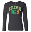 Ladies Shirt Distressed Irish Shamrock Long Sleeve Tee T-Shirt