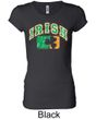 Ladies Shirt Distressed Irish Shamrock Longer Length Tee T-Shirt