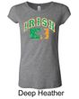 Ladies Shirt Distressed Irish Shamrock Longer Length Tee T-Shirt