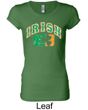 Ladies Shirt Distressed Irish Shamrock Longer Length Tee T-Shirt
