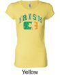 Ladies Shirt Distressed Irish Shamrock Longer Length Tee T-Shirt