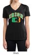 Ladies Shirt Distressed Irish Shamrock Moisture Wicking V-neck Tee