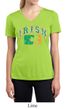 Ladies Shirt Distressed Irish Shamrock Moisture Wicking V-neck Tee