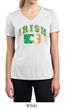 Ladies Shirt Distressed Irish Shamrock Moisture Wicking V-neck Tee