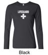 Ladies Shirt Distressed Lifeguard Long Sleeve Tee T-Shirt