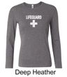 Ladies Shirt Distressed Lifeguard Long Sleeve Tee T-Shirt