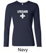 Ladies Shirt Distressed Lifeguard Long Sleeve Tee T-Shirt