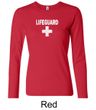 Ladies Shirt Distressed Lifeguard Long Sleeve Tee T-Shirt