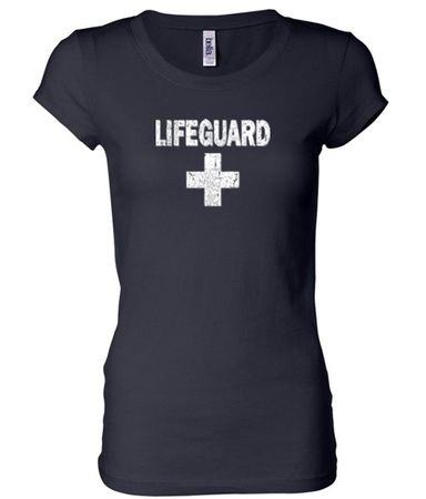 Ladies Shirt Distressed Lifeguard Longer Length Tee T-Shirt