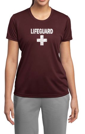Ladies Shirt Distressed Lifeguard Moisture Wicking Tee T-Shirt