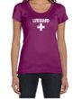 Ladies Shirt Distressed Lifeguard Scoop Neck Tee T-Shirt