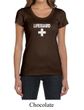 Ladies Shirt Distressed Lifeguard Scoop Neck Tee T-Shirt