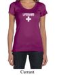 Ladies Shirt Distressed Lifeguard Scoop Neck Tee T-Shirt