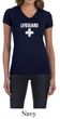 Ladies Shirt Distressed Lifeguard V-neck Tee T-Shirt